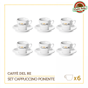 Set 6 Tazze Tazzine Cappuccino Tè con piattino Ponente Caffè Del Re